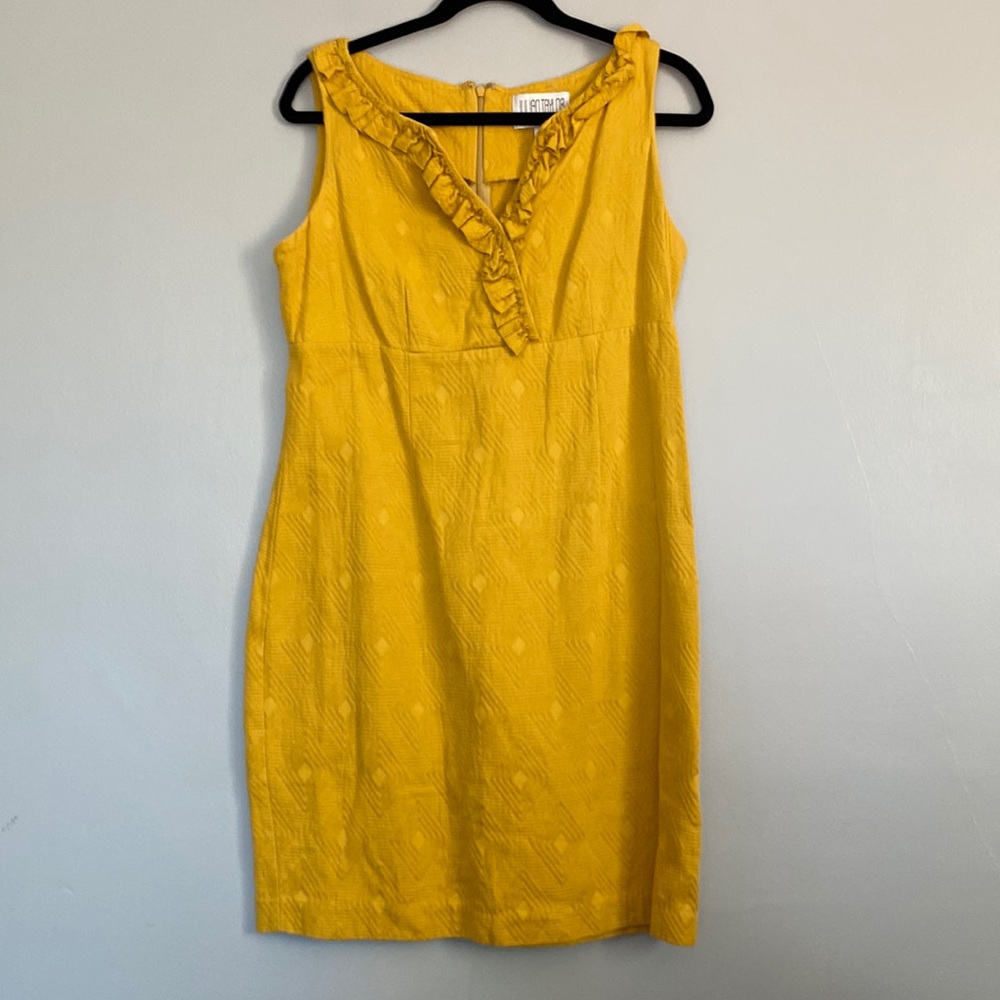 Julian Taylor yellow frill sleeveless dress
